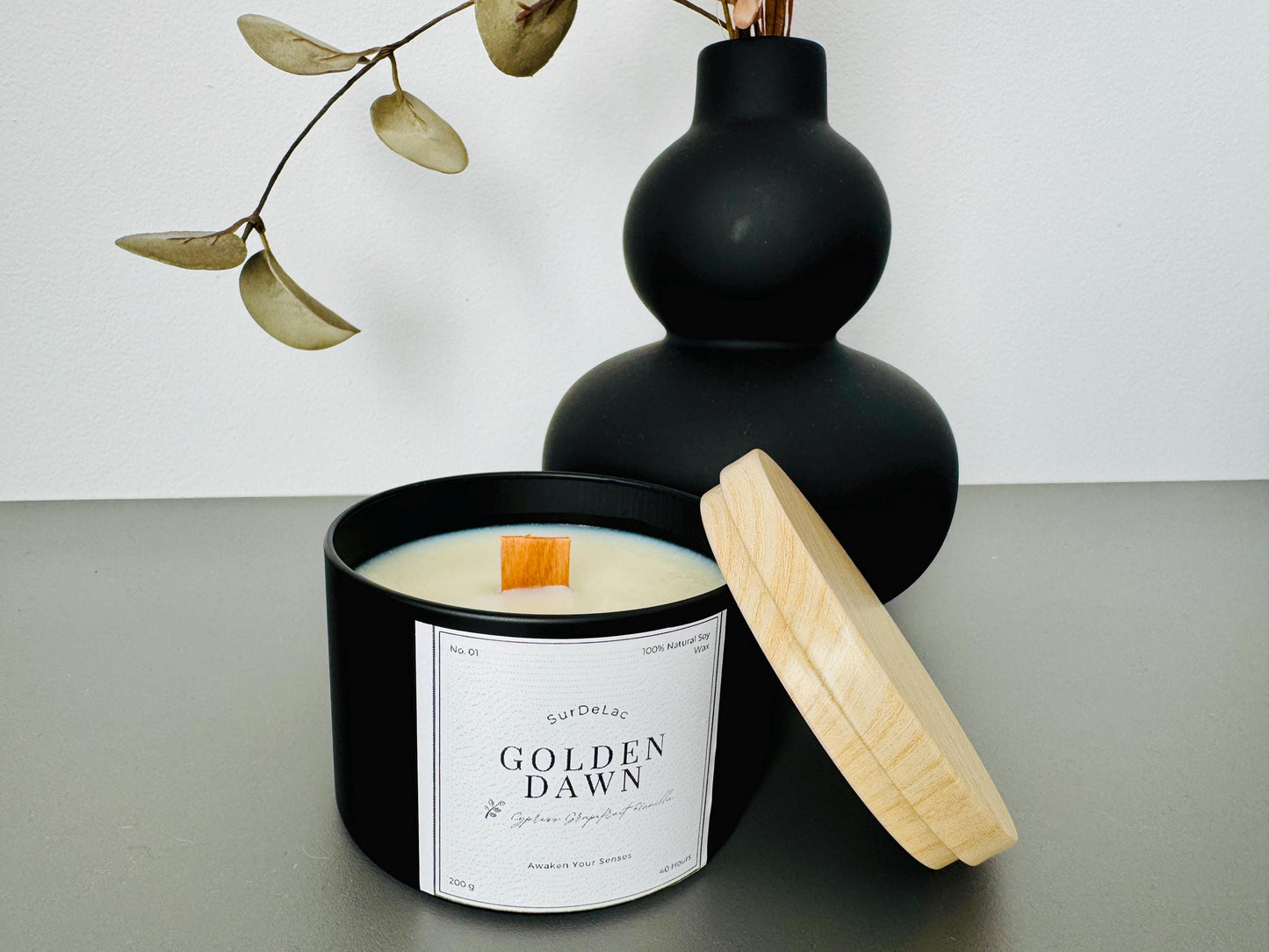 Golden Dawn - Lumânare Artizanală Turnată Manual din Ceară de Soia