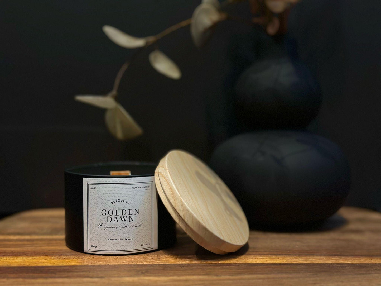 Golden Dawn - Lumânare Artizanală Turnată Manual din Ceară de Soia