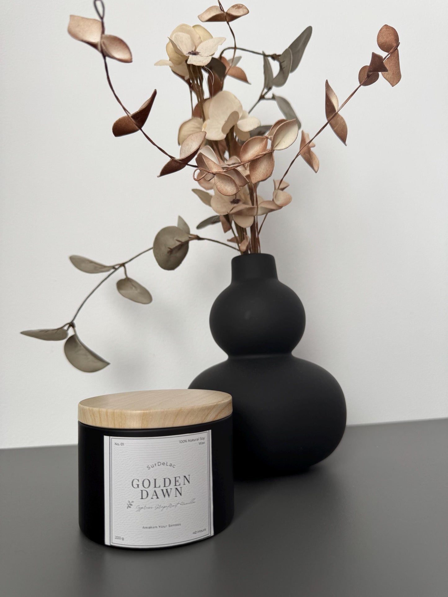 Golden Dawn - Lumânare Artizanală Turnată Manual din Ceară de Soia