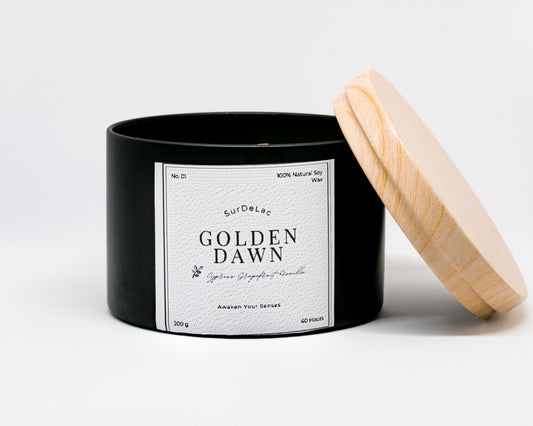 Golden Dawn - Lumânare Artizanală Turnată Manual din Ceară de Soia
